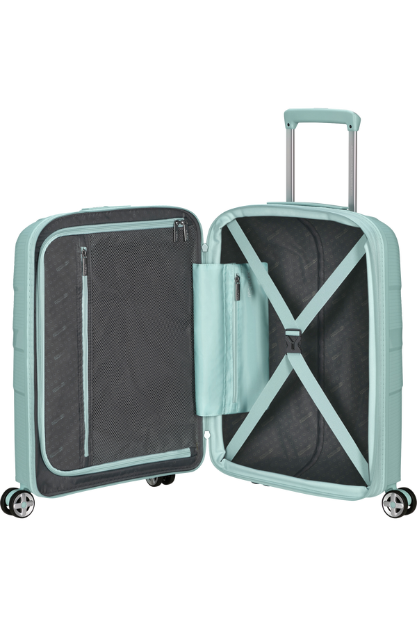 American Tourister StarVibe Spinner Expandable TSA 55cm  Metallic Surf Blue