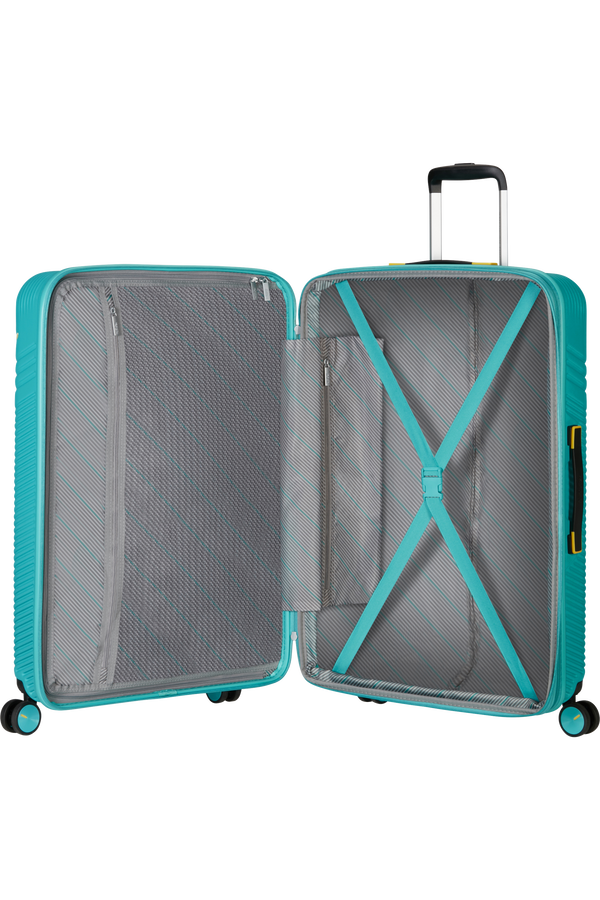 American Tourister Triple Trace Spinner TSA Expandable 76cm  Turquoise/Yellow