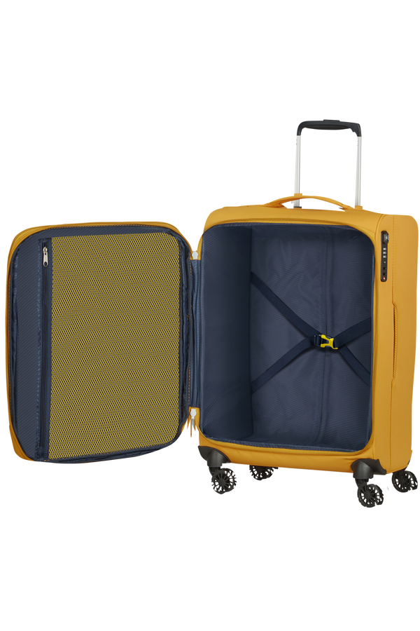 American Tourister Lite Ray Spinner TSA Expandable 55cm  Golden Yellow